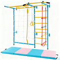 7-in-1 Swedish Ladder with Folding Gymnastics Mat for Solid Wall for Kids