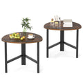 Set of 2 Triangle Coffee Table Oval with Metal Legs