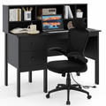 Black 48 inch Computer Desk and Ergonomic Mesh Office Chair Bundle for Home Office