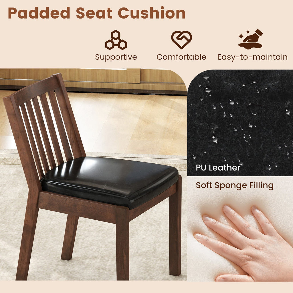 PU Leather Upholstered Dining Chair with Padded Seat Set of 4-Espresso