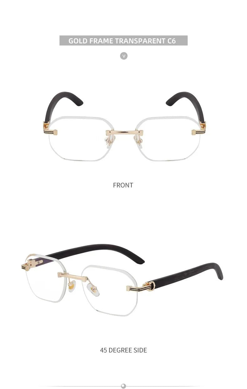 Vintage Square Rimless Sunglasses | Frameless UV Protection Eyewear for Men