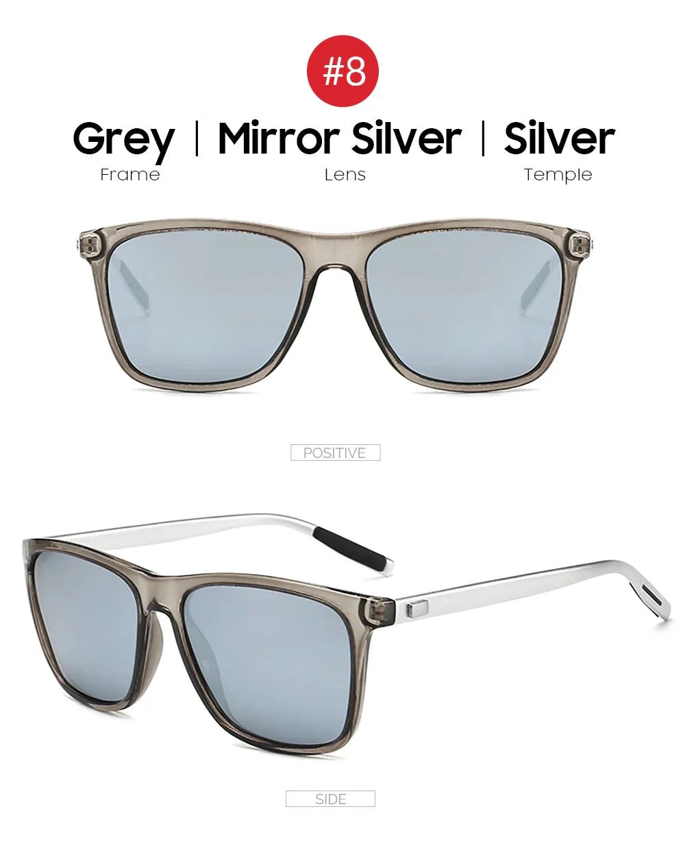 Men’s Polarized Square Sunglasses | UV Protection Anti-Reflective Mirror Driving Shades