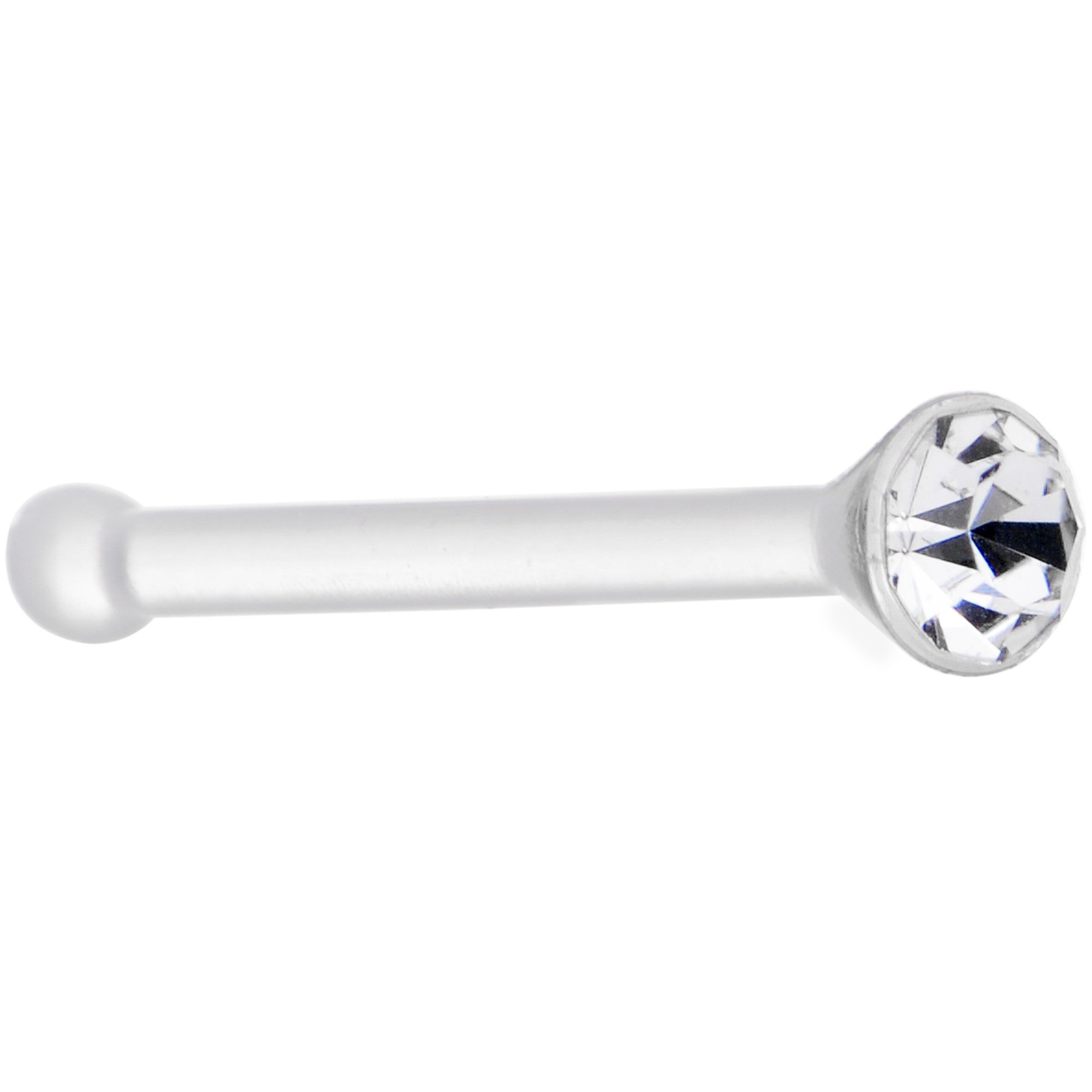 20G 1/4 Clear Gem Stud Acrylic Nose Bone