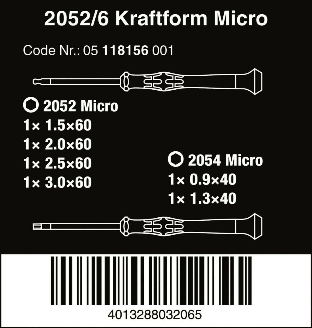 Wera 2052/6 Micro Precision Screwdriver Set With Rack 05118156001