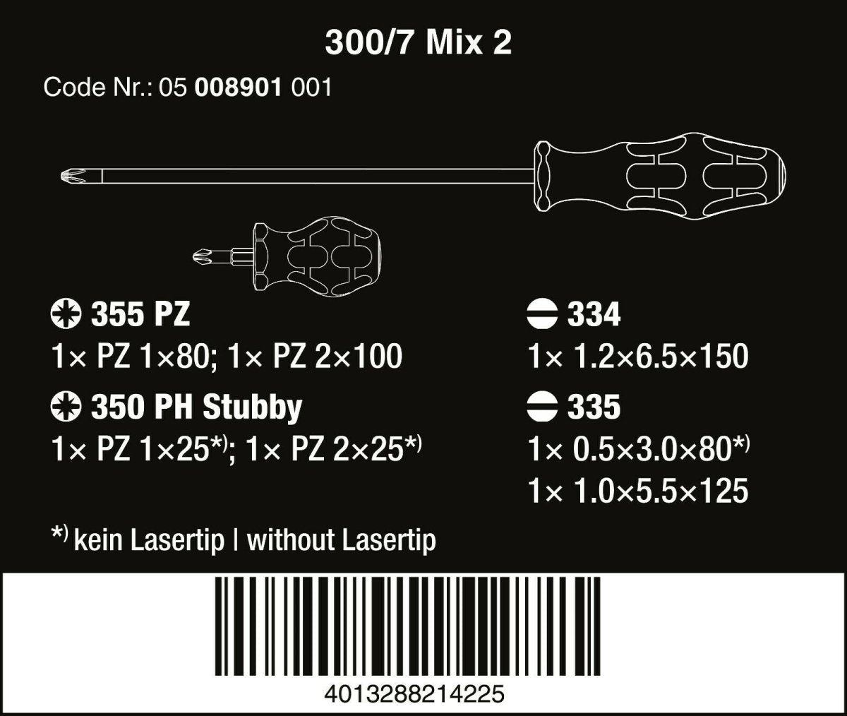 Wera 300/7 Mix 2 Kraftform Plus Screwdriver Set 7 Piece 05008901001