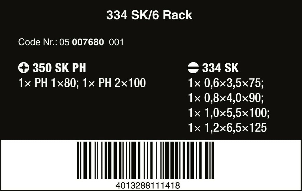 Wera 334 SK/6 Kraftform Plus Lasertip Screwdriver Set 05007680001