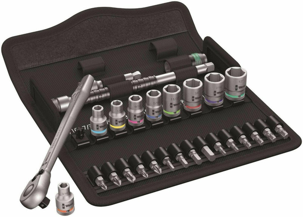 Wera 8100 SA 11 Zyklop Metal Switch Socket Wrench Set 1/4" Drive SAE 05004021001