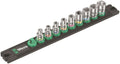 Wera A 4 Zyklop Magnetic Socket Rail Set 1/4" Drive 9 Pieces Metric 05005400001