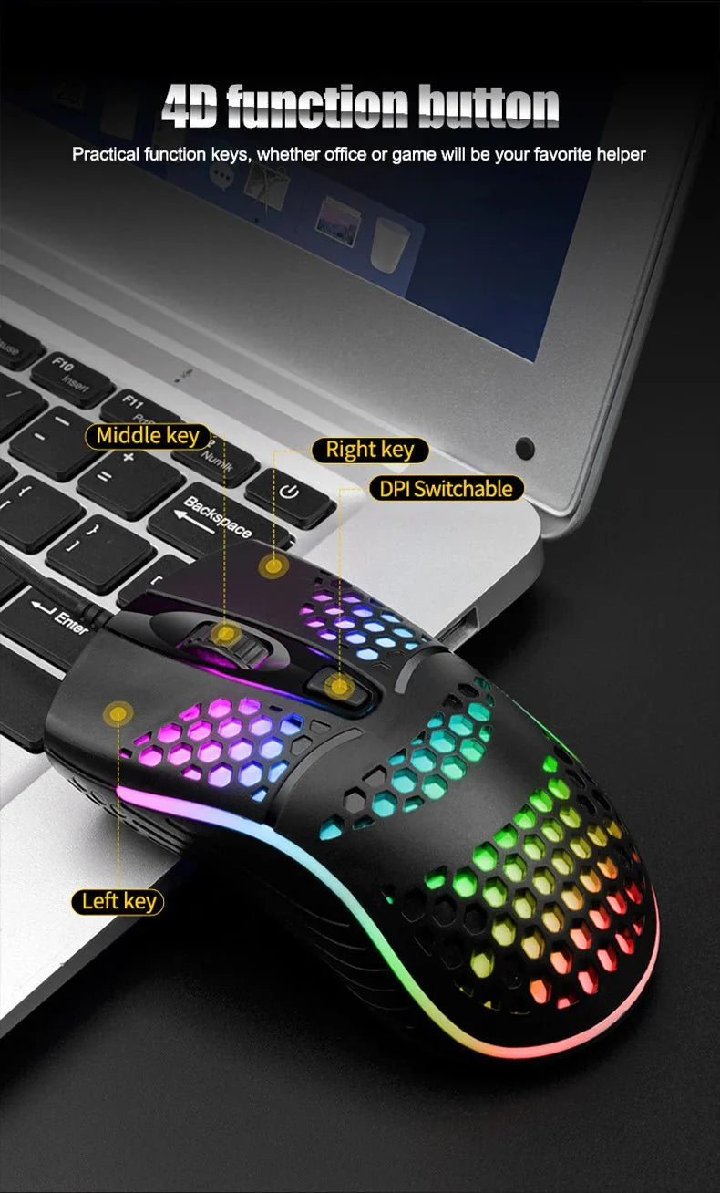 Wired Gaming Mouse | 1600 DPI Optical USB with 7 Breathing LED Lights