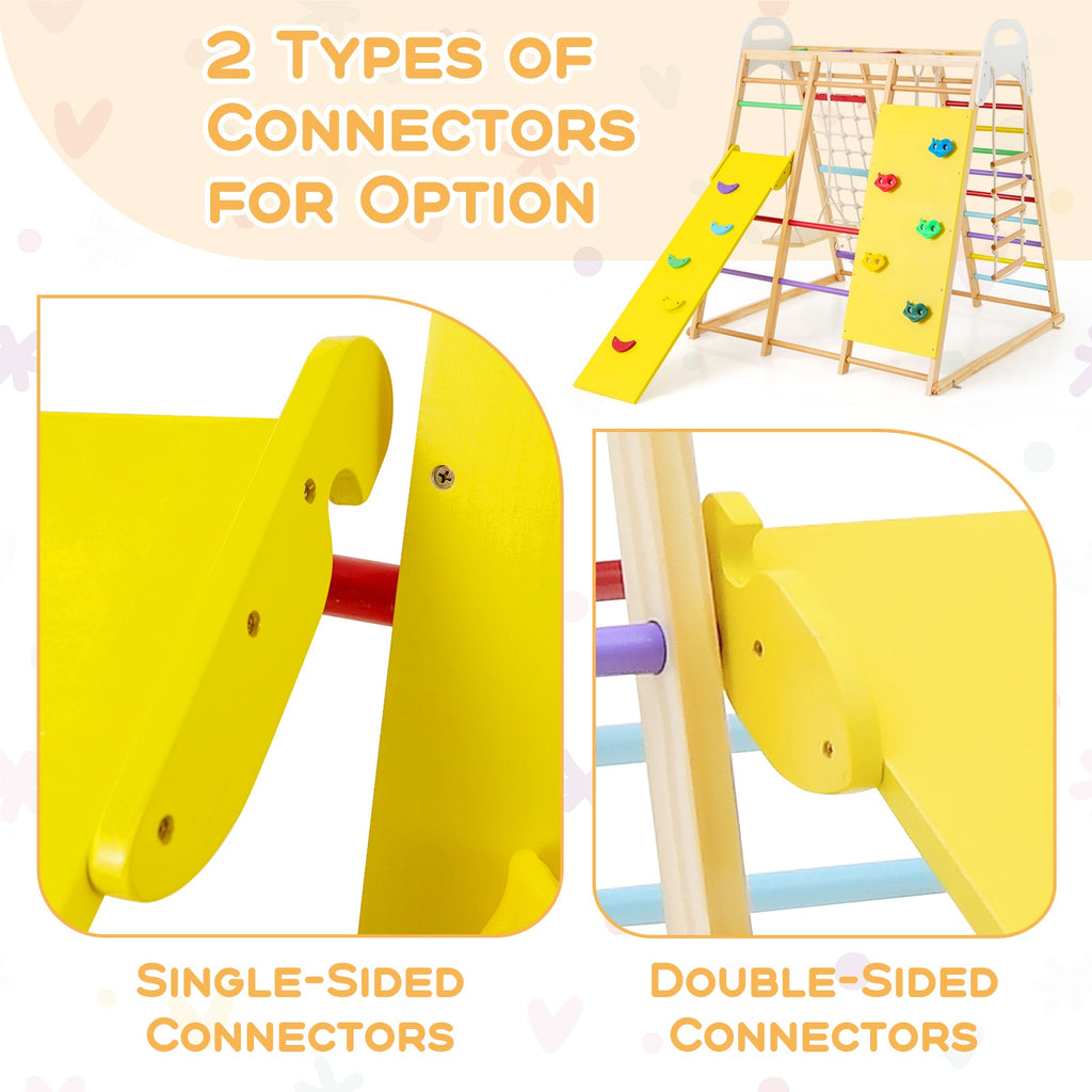 8-in-1 Wooden Jungle Gym Playset with Slide and Monkey Bars