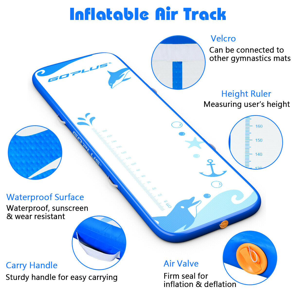 10 Feet Inflatable Gymnastic Tumbling Mat with Electric Pump